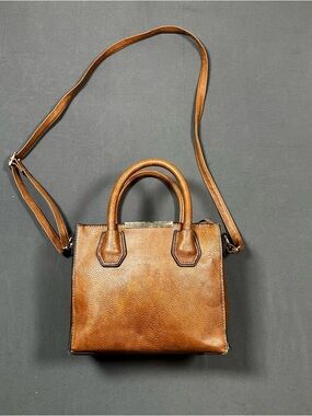 Ardene Brown Faux Leather Structured Top Handle Mini Satchel Crossbody Bag
